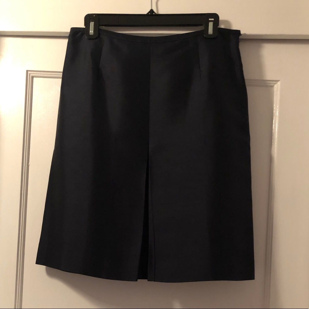 Ann Taylor silk midnight blue front pleated skirt